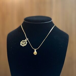 Gold Tone Shell Pendant Necklace with Gen Dentelle Tag